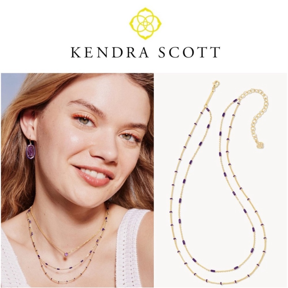 SOLD! Kendra Scott Dottie Gold Multi Strand Necklace in Amethyst Enamel NWT